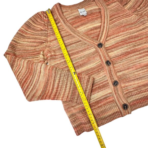 NIC+ZOE V-Neck Mohair Cardigan Sz.S Knit Brown Orange Striped Boho Academia - Picture 5 of 13